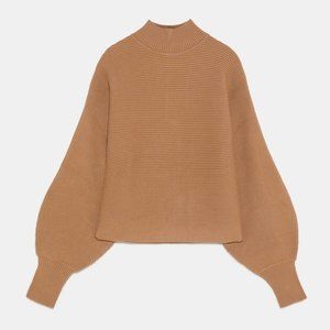 ZARA Ribbed Camel Knit Sweater M